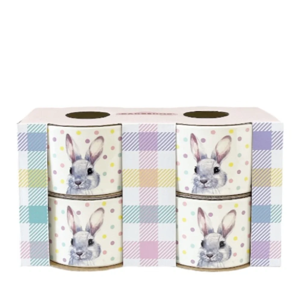 The Bakeshop EASTER BUNNY Double Sided Ramekin Set/4 💜💙🐰💙💜